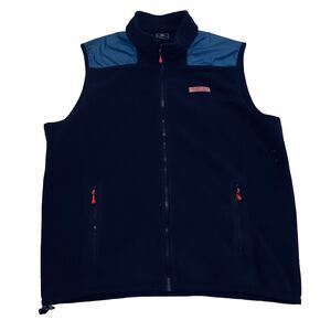 Vineyard Vines Vest Mens Large Blue Navy Two Tone  Fleece Shell Full Zip